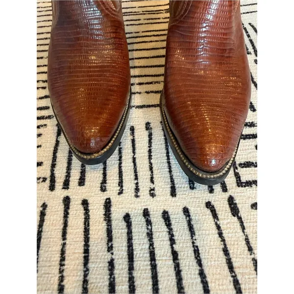 Vintage Exotic Lizard Leather Cowboy Boots Brown Western Unmarked - Image 2