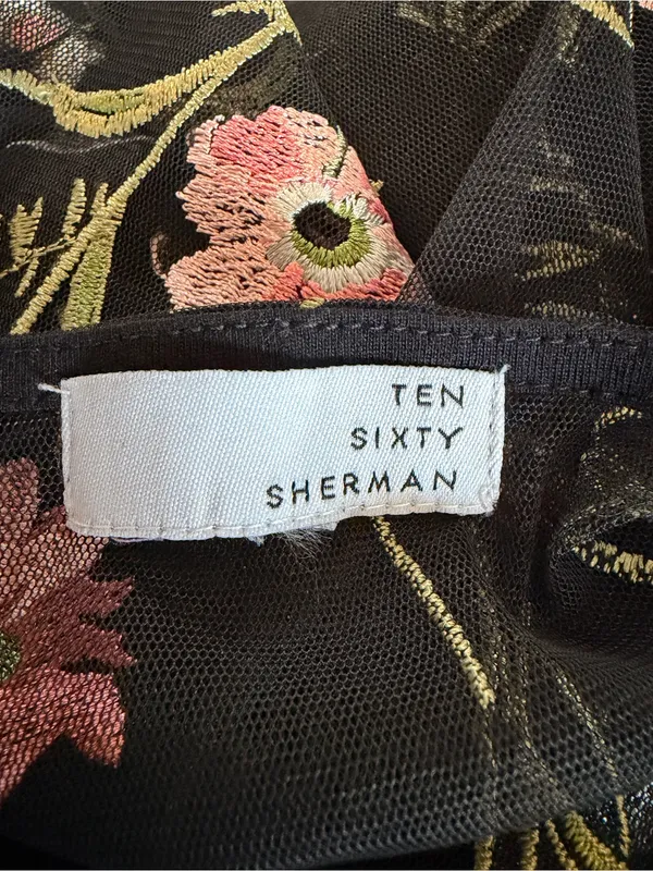 Ten Sixty Sherman NWOT Sheer Black Floral Embroidered Crop Top - Image 5
