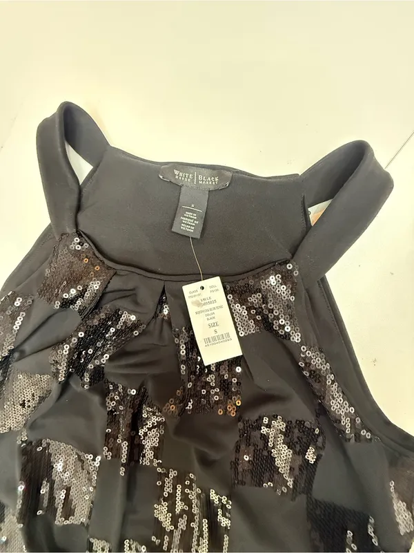 White House Black Market Sequin Check Halter Tunic Dress size S - Image 7