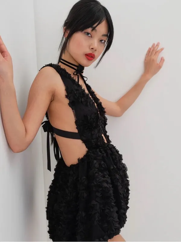 For Love and Lemons, Astrid, black, open back mini dress XS - Image 5