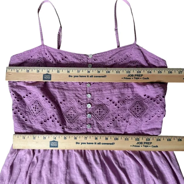 Lucky‎ Brand Maxi Dress Medium 100% Cotton Eyelet Sundress Sleeveless Smocked - Image 13