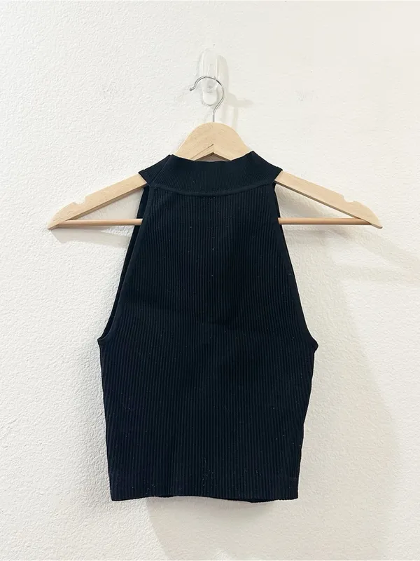 Aritzia‎ Babaton Sculpt Knit Mockneck Halter Top Black Size XS - Image 6