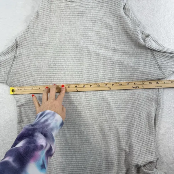 We The Free People Sweater M Medium Love Split Tunic Blue‎ Ribbed OB519393 Gray - Image 10