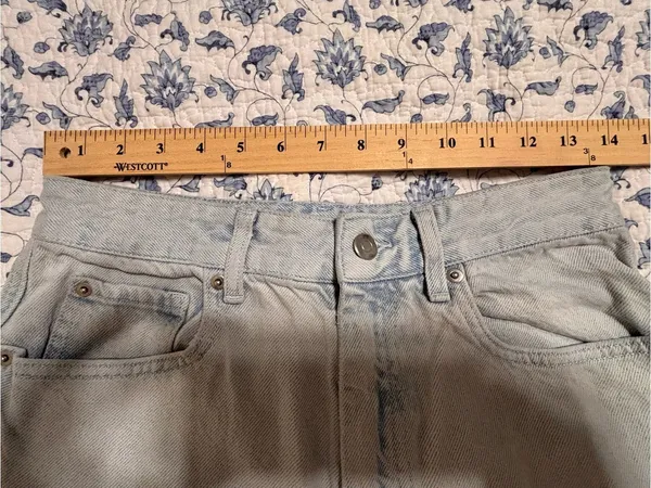 H&M Light Blue Wash size 4 TALL high waist wider leg 100% Cotton - Image 5