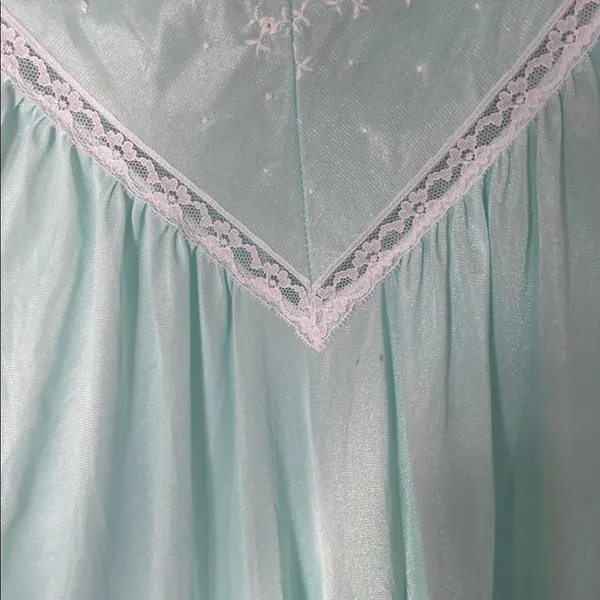 Lace Trim Chemise Nightgown in Light Blue‎ aqua - Image 8
