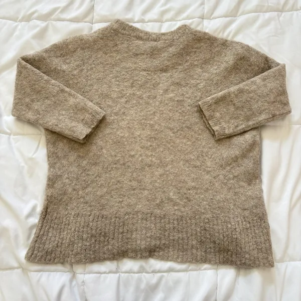 J Crew Womens Small Sweater Alpaca Merino Wool‎ Beige Luxury Preppy Cozy Office - Image 7