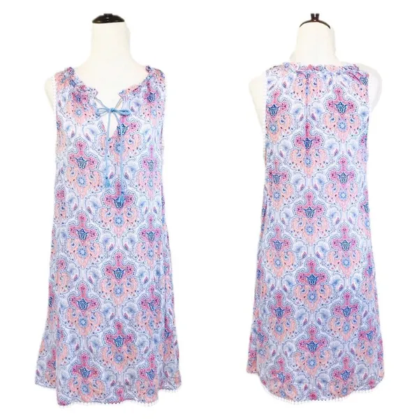 VICTORIA’S SECRET Blue Paisley Print Short Nightgown Sleeveless Size‎ Small New - Image 2
