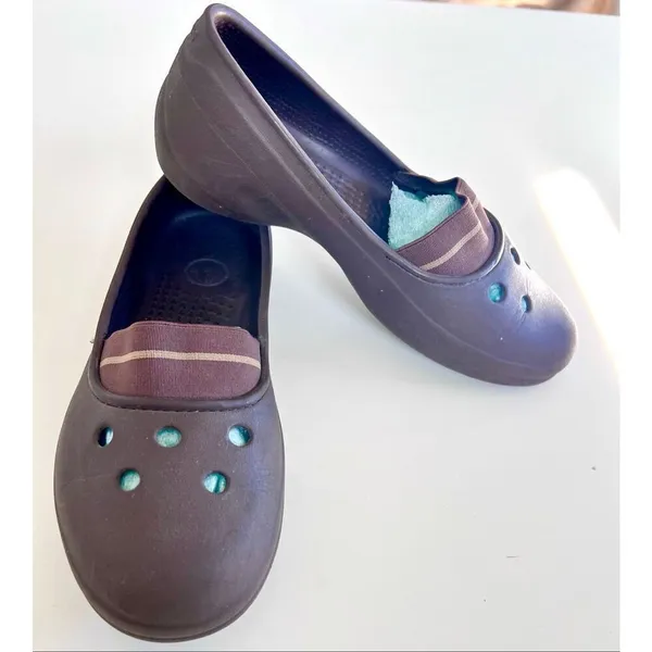 Crocs Juneau Flats Loafers Brown Womens Size 9 Slip On Shoes Elastic Band Rubber - Image 7