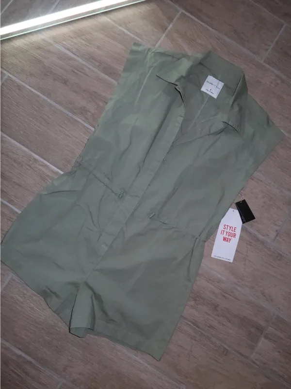 Celebrity Pink Sage Utility Drawstring Romper - Image 8