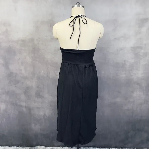 HM Halter Dress Women Large Ruched Bust Textured‎ Flowy Minimalist - Image 2