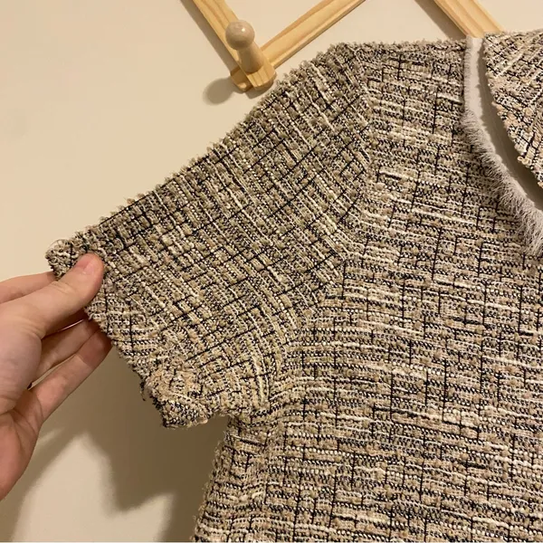 Anthropologie Postage Stamp Tweed Collared Blouse size XS - Image 3