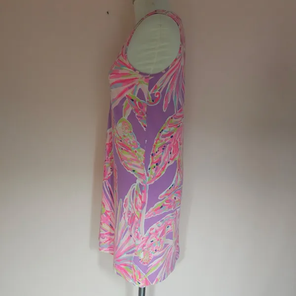 Lilly Pulitzer Amina Dress Sleeveless Designer Bright Floral Sz XS Pima Cotton - Image 6