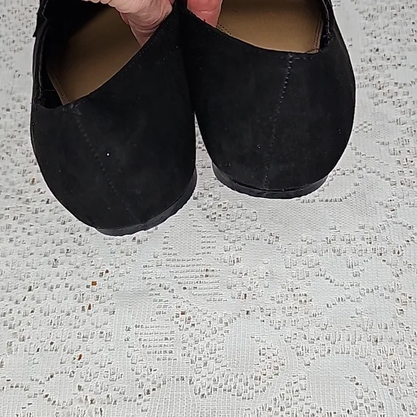Asos Leonie suede point toe slip on black loafer ballet flats with silver 6 - Image 7
