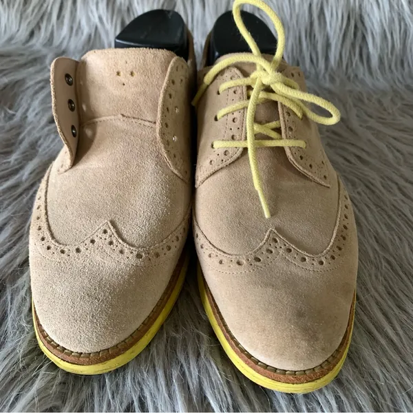 Cole Haan Lunargrand Wingtip Oxfords tan suede upper 7.5 women’s - Image 8