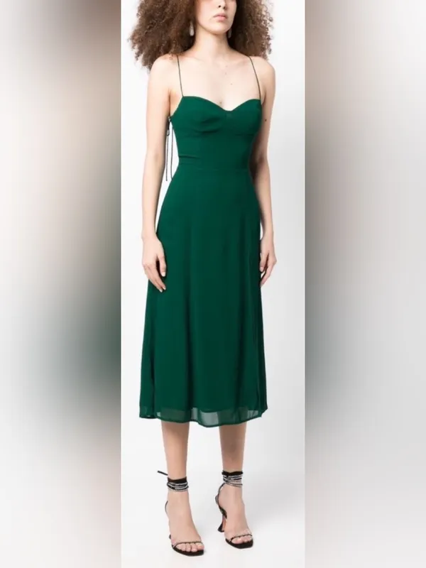 NEW Reformation Juliette emerald green midi Dress sz 10 - Image 7