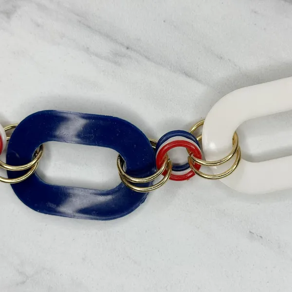 Vintage Red White Blue Plastic Chain Belt Medium/Large (M/L) ✨ - Image 8