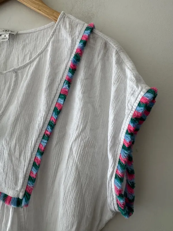 J. Crew Adorable White Fringe Beach Swim Cover Up‎ Tunic Top - Image 7