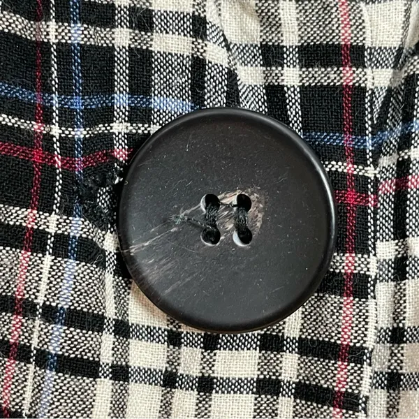 Zara Plaid Dress Shirred Smocked Long Sleeve V-Neck‎ Midi Women Size Medium - Image 14
