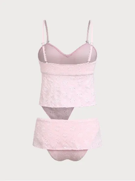 Samiol Pink Geometric Knitted Tankini Set Size M - Image 3