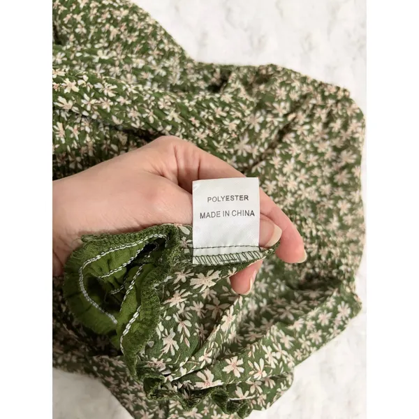 Petal + Pup Claire Green Floral Smocked Off The Shoulder Fitted Midi Dress 8 - Image 7