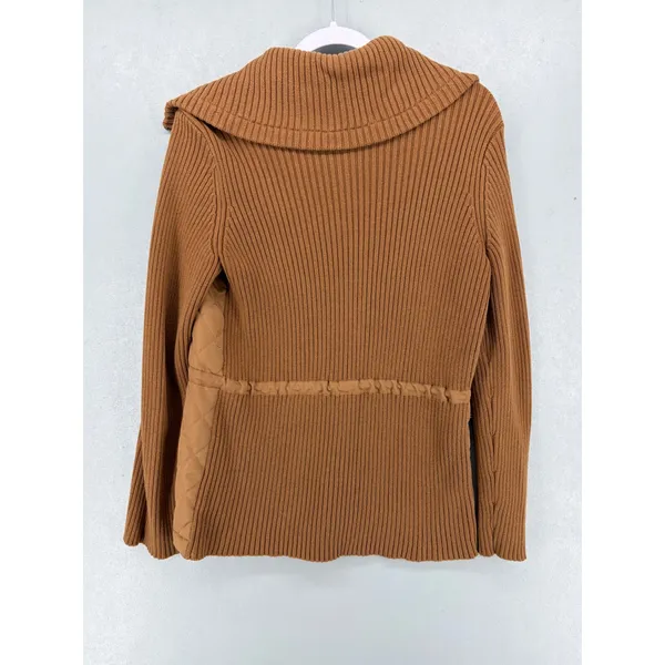 Jones New York Womens‎ Jacket Camel Quilted Ribbed Knit Hybrid Medium - Image 3