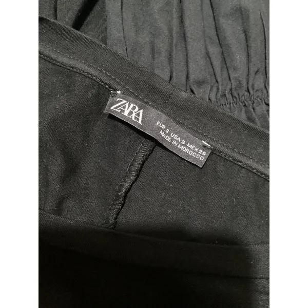 ZARA Black Puff Sleeve Ruched Cuff Long Sleeve Top Women's Small - Image 4