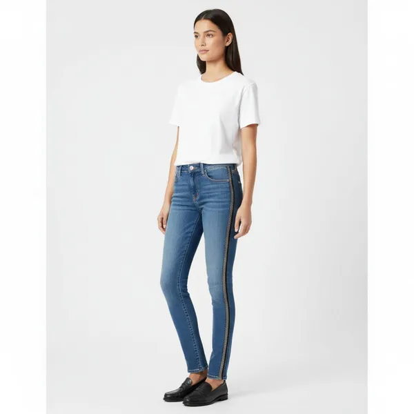 Hudson Luna Skinny Sequins Embellished Side Stripe Blue Jeans 29 - Image 9
