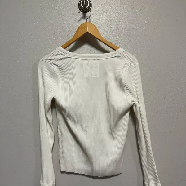 Aerie Ribbed Long Sleeve V - Neck Shirt - Size Medium - Image 2