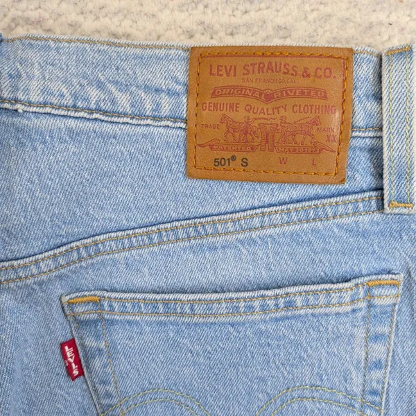 Levis Premium 501 S Skinny Jeans Light Wash High Rise Button Fly Blue Denim - Image 7