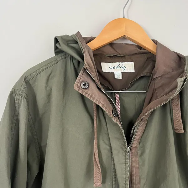 Sebby Army Green Utility Hooded Jacket Size Medium   - Image 2