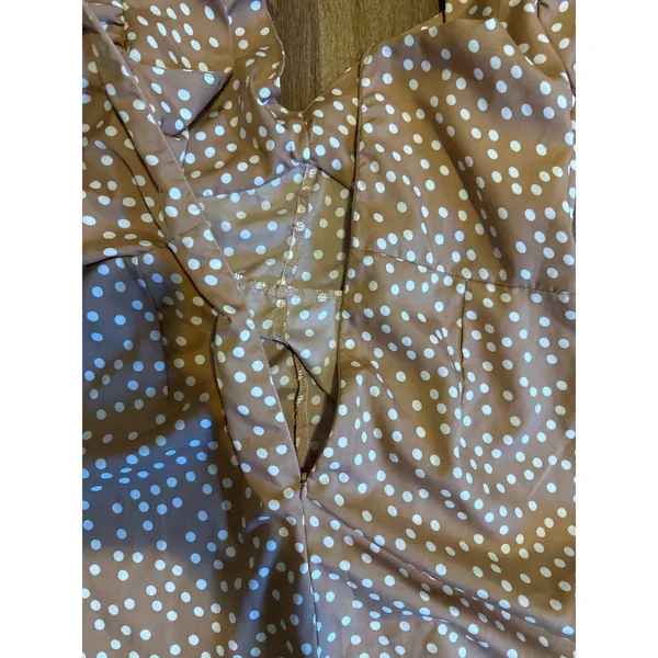 Brown Polka Dot Puff Sleeve Sweetheart Romper Womens Sz 8 cottagecore boho‎ - Image 6