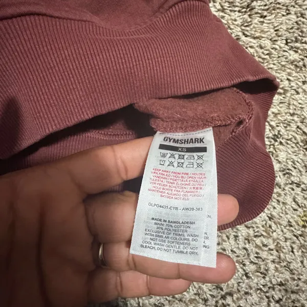 Gymshark Womens XS Pullover Hoodie Cherry Brown Burgundy GLP04431 Logo Fleece - Image 4
