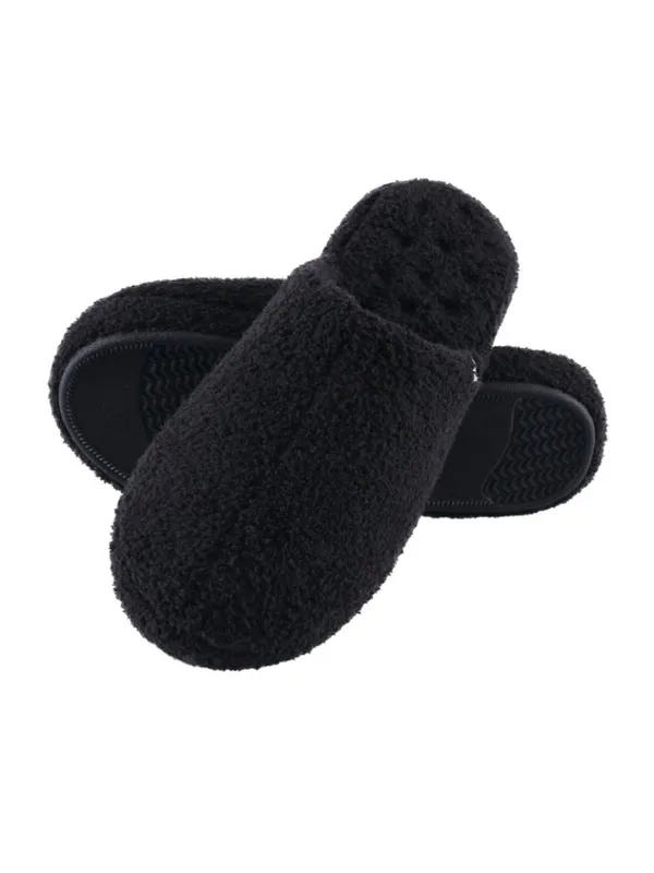 NWT Isotoner Cozy Plush Terry Knit Clog Slippers 8844 Black L (8.5-9) - Image 3