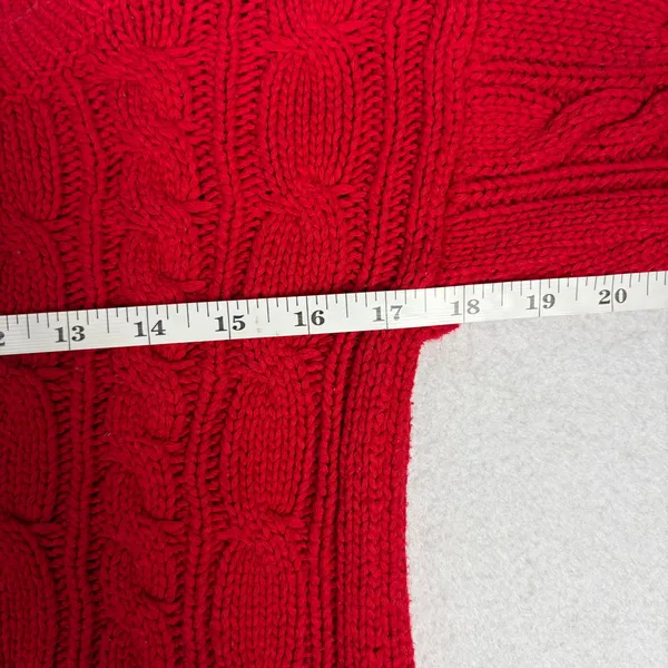 Abercrombie & Fitch Crop Cable Knit Sweater Women’s XS Red Cozy Cabincore Preppy - Image 6