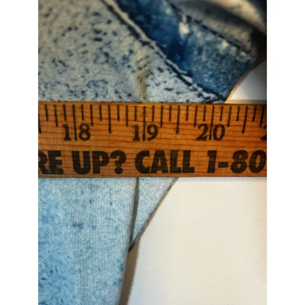 Women’s 2XL Blue Denim Patchwork Print Quarter Zip Midi Dress 3/4 Sleeves Casual - Image 5