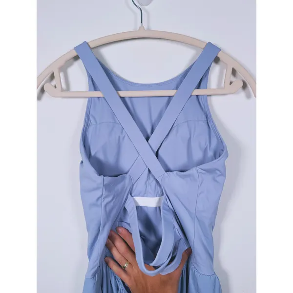 Halara Breezeful A-Line Sleeveless Maxi Dress L Blue Cross Back Casual Travel - Image 10