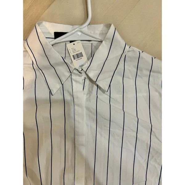 Anthropologie Eva Franco NWT Small Women Striped Front Tie Button Down Shirt - Image 8