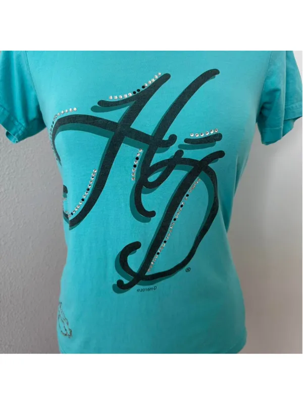 Harley Davidson blue rhinestone tee - Size S - Image 2