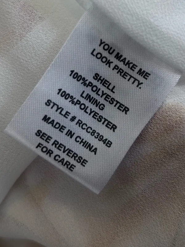 Rahi Bailey White & Gold Marble Long Sleeve‎ Mini Dress Size Medium - Image 6