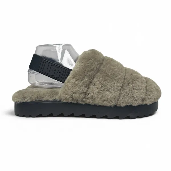 New UGG Super Fluff Slippers Sz 11 Logo Strap Shoes 1121751 Australian Lambs Fur - Image 5