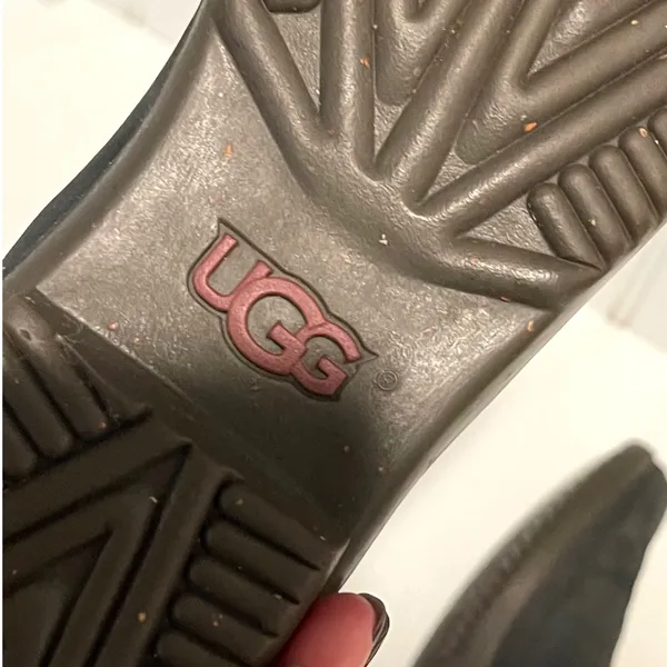 UGG Simmens Waterproof Boot Womens‎ 8.5 Black Leather Wool Moto Buckle 1005285 - Image 7