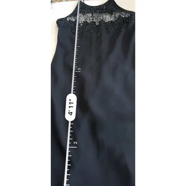 Vintage Cachet Black Sequin Formal Maxi Gown Women's 12 Sleeveless Boat Neck - Image 13