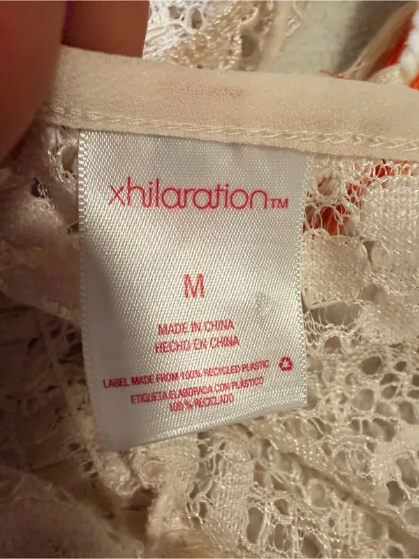 Xhilaration Cream Crochet Lace V-Neck Coverup - Image 3
