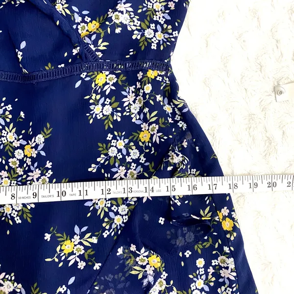 Lulus Spring Sweetheart Navy Blue Floral Flutter Sleeve Mini Dress S - Image 10