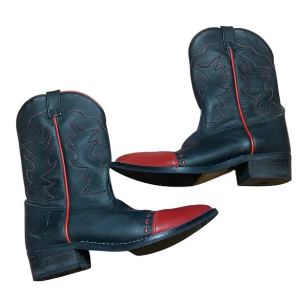 Dan post size 5 D Black Red leather Cowboy Boots country western rodeo - Image 3