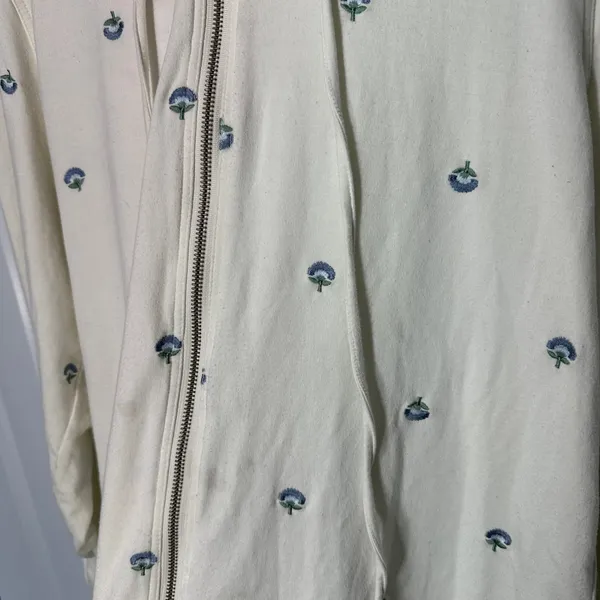 Summersalt The Softest French Terry Puff-Sleeve Hoodie Floral Zip Up Women Large - Image 3