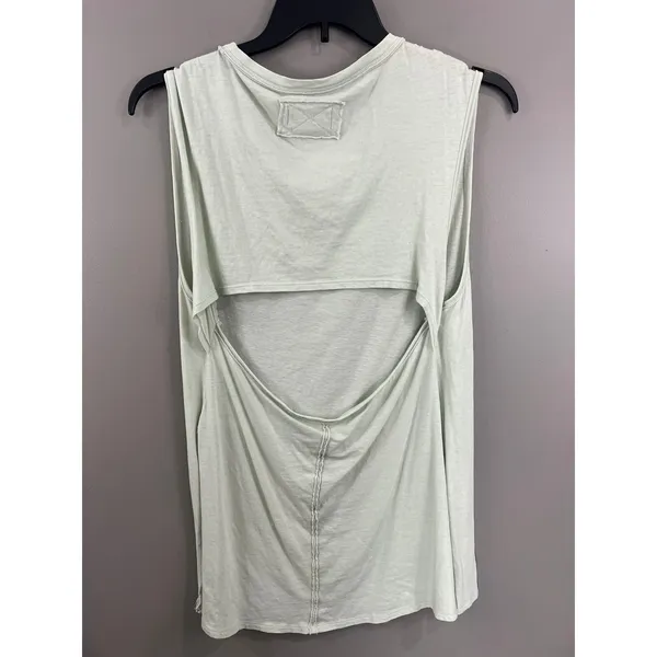We The Free Tank Top Womens M Green Great Open Back Cotton Muscle Tee - Image 5