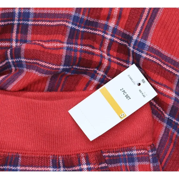 NEW Gap Body Womens Ribbed Holiday Jogger Pajama Pants G1249XLLMA Red Plaid S - Image 3