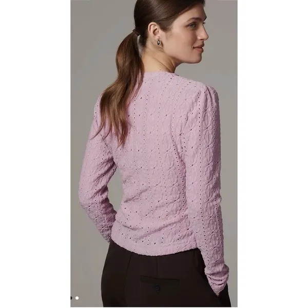Anthropologie Maeve Textured Eyelet Top Lilac Sz XXS NEW Boho Cottagecore Whimsy - Image 3