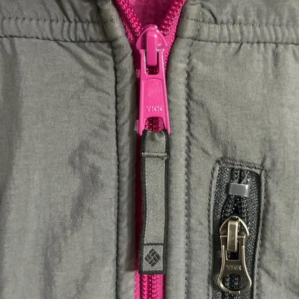 Columbia Womens XL Fleece Jacket Full Zip Colorblock Pink Grey Outdoor Layer - Image 4